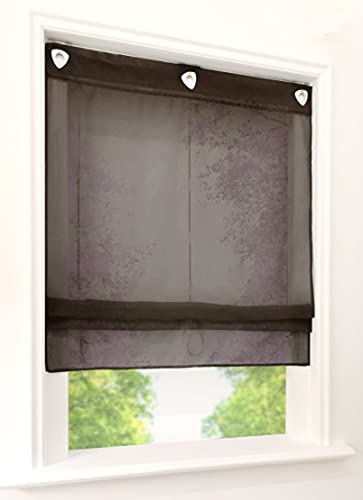 1er-Pack Raffrollo mit U-Haken Weiß Transparent Voile Ösenrollo Vorhang (BxH 120x130cm, Kaffeebraun) von BAILEY JO