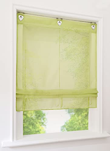 1er-Pack Raffrollo mit U-Haken Weiß Transparent Voile Ösenrollo Vorhang (BxH 60x130cm, Grün) von BAILEY JO