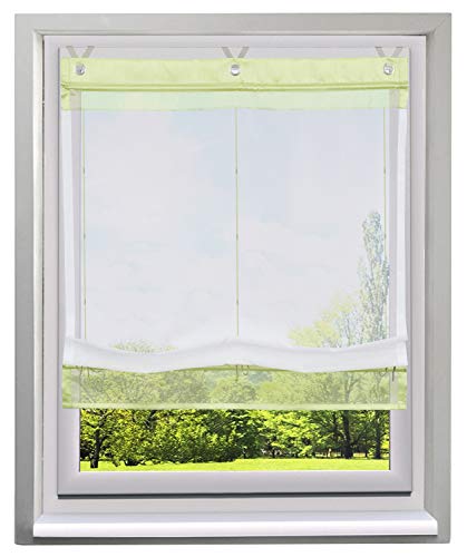 Ösenrollo Schön Spleiss Raffrollo mit V-Haken Transparent Voile Vorhang (BxH 100x155cm, Grün) von BAILEY JO