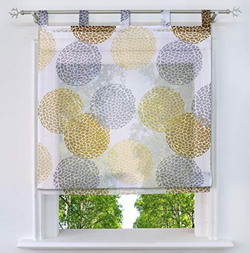 Raffrollo mit Kreis-Motiven Druck Design Rollos Voile Transparent Vorhang (BxH 140x140cm, Bunt Sand mit Schlaufen) von BAILEY JO
