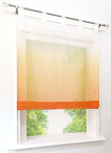 BAILEY JO Voile Raffrollo mit Verlauf-Farben Muster Schlaufen Gardine Transparent Vorhang (BxH 100x140cm, orange) von BAILEY JO