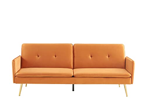 BAÏTA Adam 3-Sitzer-Sofa, gerade, umklappbar, Samt, rostfarben, 203,5 x 87,5 x 82 cm von BAÏTA