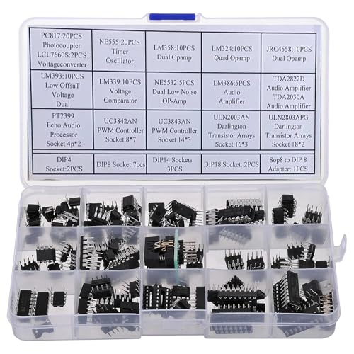 150PCS Opamp Timer Darlington Phototcoupler LM324 LM339 ULN2003AN ULN2803APG LM358P LM386 LM393 NE5532 NE555 PC817 IC Sortiment Kit von BAITHNA