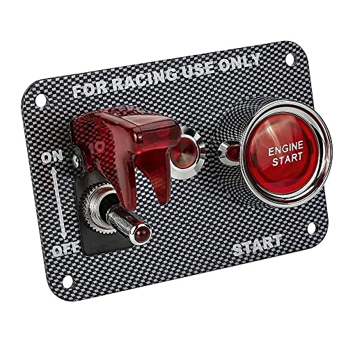 DC12V Racing Auto Zündung Schalter Panel Schaukeln Schalter+ Motor Start Push Button Schalter (Rot) von BAITHNA