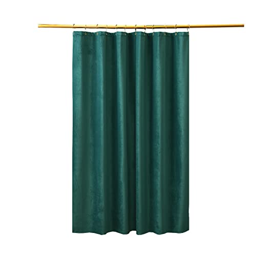 BAJIN Duschvorhang Textil 180x200cm (großes Loch) Schwerer Stall Duschvorhang für Badezimmer mit Haken Hotel Luxus Stoff waschbar grün von BAJIN