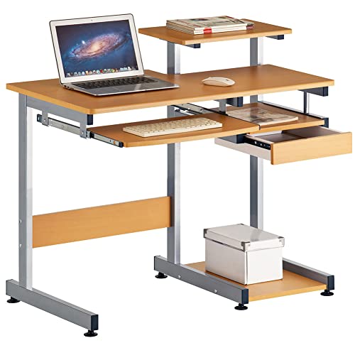 BAKAJI Ablagefach Schreibtisch mit Schublade, Scanner-Ablage, Fach für PC, Haus und Büro, Holzwerkstoff Metall, Standard von BAKAJI