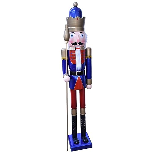 BAKAJI Soldat Nussknacker Weihnachten aus Riesenholz, Höhe 106 cm, bemalt, Bärte und Haare aus Plüsch mit Mechanismus, Weihnachtsdekoration (Design 15) von BAKAJI