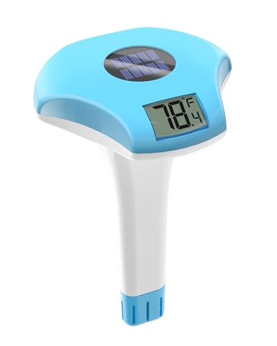 BALDR Solar Pool Thermometer Schwimmend, mit Großer LCD-Digitalanzeige Leicht Ablesbar IPX-8 Wasserdicht Digital Poolthermometer für Schwimmbäder, Teiche, Eisbad und Sprudelbad von BALDR
