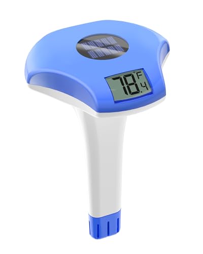 BALDR Solar Pool Thermometer Schwimmend, mit Großer LCD-Digitalanzeige Leicht Ablesbar IPX-8 Wasserdicht Digital Poolthermometer für Schwimmbäder, Teiche, Eisbad und Sprudelbad von BALDR