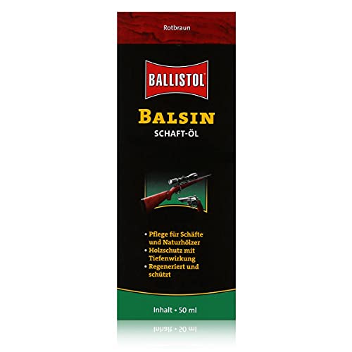BALLISTOL 23060 Balsin Schaft-Öl rotbraun 50ml Flasche - Holzschutz gegen Regen, Nässe, Fäulnis und Schimmel von BALLISTOL