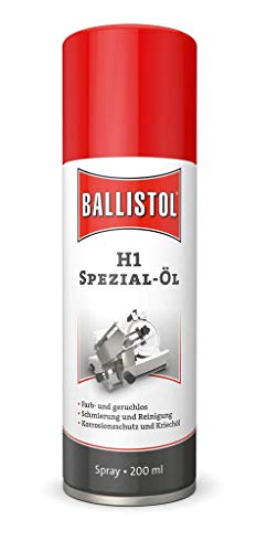 BALLISTOL 25310 H1 Spezial Lebensmittel-Öl 200ml Spray – Reinigung, Rostschutz – Geschmacksneutral, Lebensmittelecht von BALLISTOL