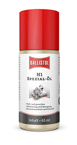 BALLISTOL 25319 H1 Spezial Lebensmittel-Öl 65ml Spray – Reinigung, Rostschutz – Geschmacksneutral, Lebensmittelecht von BALLISTOL