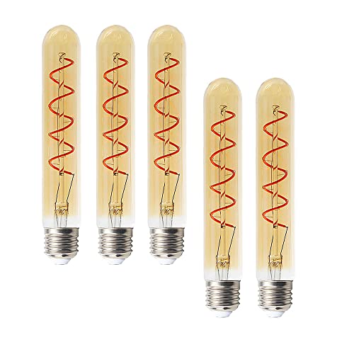 BANGSHUO 5er Edison Retro Vintage Röhrenglühlampen T30-180 E27 4W(40w Halogenlampe ersetzen) Warmweiß 2700K Lange Röhre 400LM T30 Filament LED-Lampen E27 Bernsteinglas Nicht dimmbar 220-240V von BANGSHUO