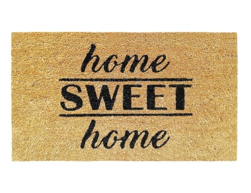 Banzaii Fußmatte Kokosfaser 40 x 70 cm mit Antirutsch PVC & Kokos Oberfläche, für Hauseingänge - Druck Wasserresistant - Home Sweet Home von BANZAII TEXTILE INNOVATOR ONLINE
