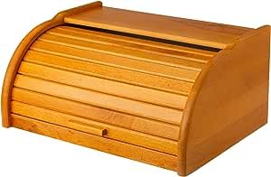 BAS Brotkasten klein mit Rolldeckel hellbraun | Brot-Aufbewahrungsbox Küche Brotbox Holzbox für Brot | Rollbrotkasten Brotbox Brotbehälter |32x26x16| (hellbraun-Erle) von BAS