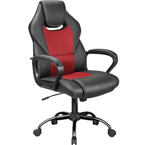 BASETBL, ergonomischer Bürostuhl, PU-Leder, Schreibtischstuhl, Arbeitsstuhl, Gaming-Stuhl mit hoher Rückenlehne, drehbare Computer-Stühle mit verstellbarer Lendenstütze von BASETBL