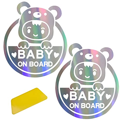 Aufkleber Baby an Bord, Aufkleber für Auto, Baby an Bord, Vinyl, magnetisches Schild, UV-Schutz, wasserdicht (Baby on Board), 2 Stück von BASTOUR