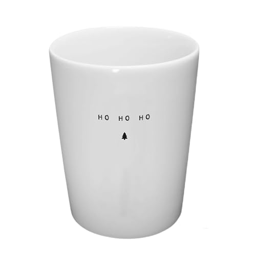 BAVAREGOLA "Ho Ho Ho Weihnachts Porzellan Becher weiß 280ml mit Spruch - Tasse ohne Henkel für Kaffee, Tee, Latte oder Cappuccino als Geschenk zu Weihnachten von BAVAREGOLA