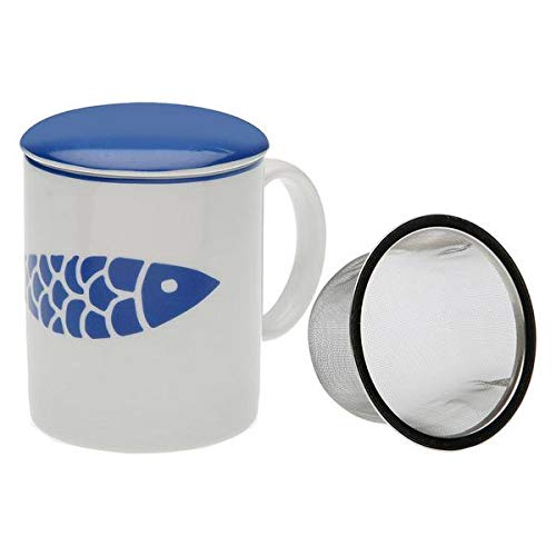 Cup with Tea Filter Navy Porzellan von BB Kitchen