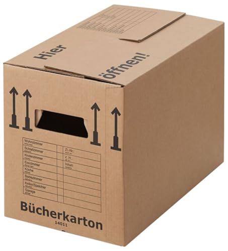 BB-Verpackungen 15 x Bücherkartons Profi 500 x 300 x 350 mm (stabil 2-wellig, doppelter Boden, Aktenkartons aus recycelter Pappe) von BB-Verpackungen