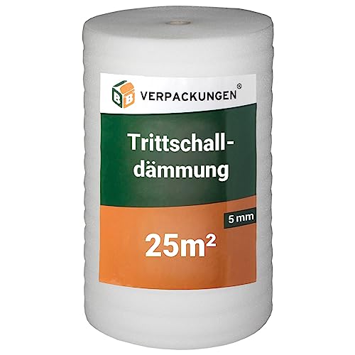 BB-Verpackungen 25 m² Trittschalldämmung 1,0 x 25 m (5 mm stark, sehr gute Schall- und Wärmedämmung) - Sets zwischen 25 m² und 250 m² von BB-Verpackungen