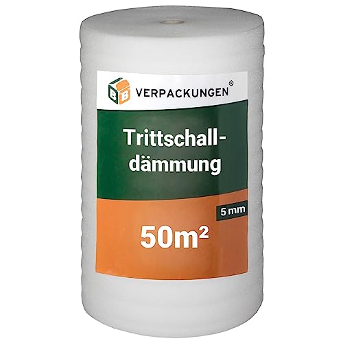 BB-Verpackungen 50 m² Trittschalldämmung 1,0 x 50 m (5 mm stark, sehr gute Schall- und Wärmedämmung) - Sets zwischen 25 m² und 250 m² von BB-Verpackungen