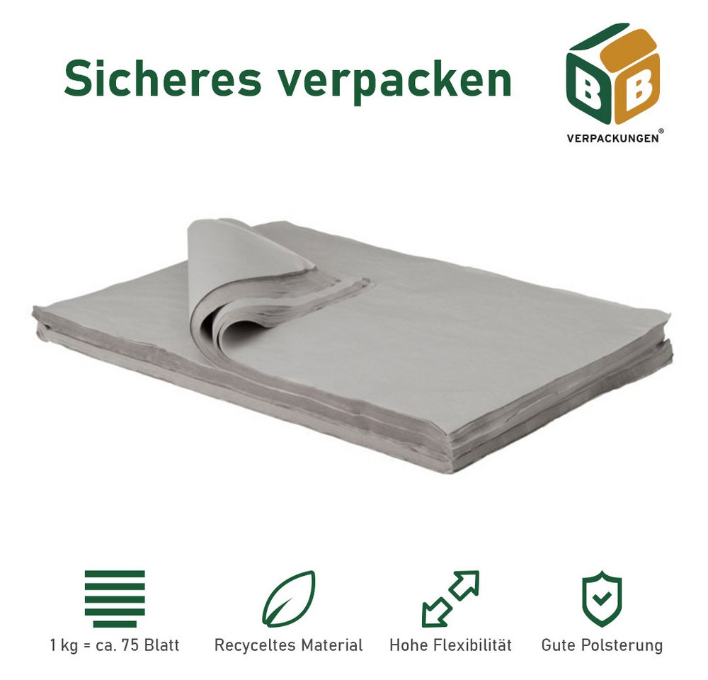 BB-Verpackungen Seidenpapier Packseide BIG, Grau, 75 cm x 100 cm von BB-Verpackungen