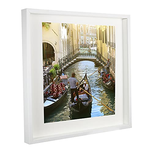 BD ART 50x50 cm groß Box 3D Objektrahmen Bilderrahmen mit Passepartout 40x40 cm, Weiß Quadratische zum befüllen, tiefer für objekte, foto, suvenirs 3 cm, für Wandbehang von BD ART