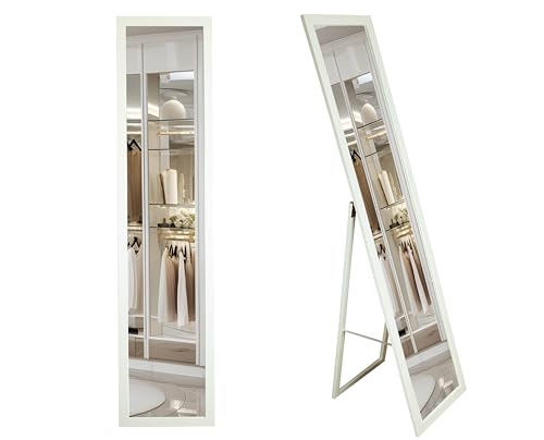 BD ART Stand-Ankleidespiegel Weiß 155,8 x 35,8 cm großer Fußboden Standspiegel Garderobe weiß Zeitloser eleganter MDF Rahmen Ganzkörperspiegel von BD ART