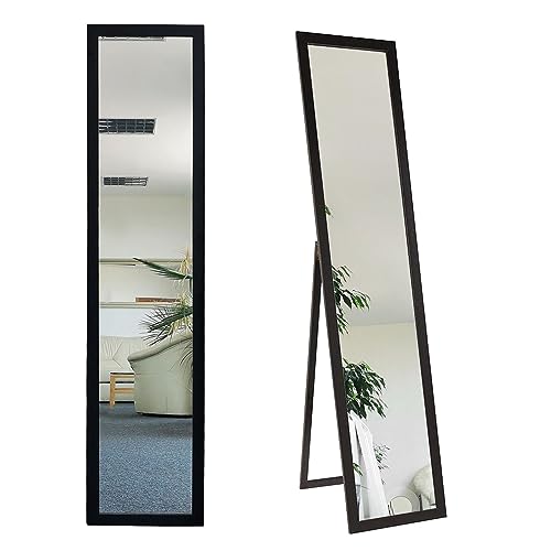 BD ART Stand-Ankleidespiegel schwarz 155,8 x 35,8 cm Standspiegel Garderobe Zeitloser eleganter MDF Rahmen ganzkörperspiegel von BD ART
