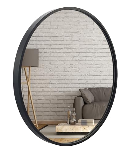 BD ART Wandspiegel Rund Spiegel 70 cm mit Schwarz eleganter Holzrahmen von BD ART