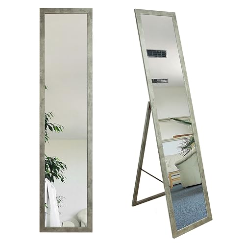 Stand-Ankleidespiegel 155,8 x 35,8 cm Standspiegel Garderobe Standspiegel Beton Zeitloser eleganter MDF Rahmen von BD ART