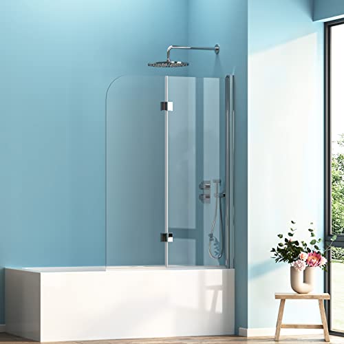 110x140cm Duschwand für badewanne Badewannenaufsatz Duschkabine mit 6mm Nano Glas Badewannen Duschwand Faltbar Badewanne Duschwand 110x140cm Duschtrennwand 2 TLG. Faltwand von BD-Baode