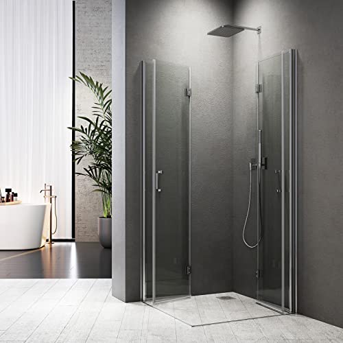 80x75x195cm Drehfalttür Duschkabine 180° Eckeinstieg,Dusche Falttür,Duschabtrennung 6mm ESG Sicherheitsglas von BD-Baode