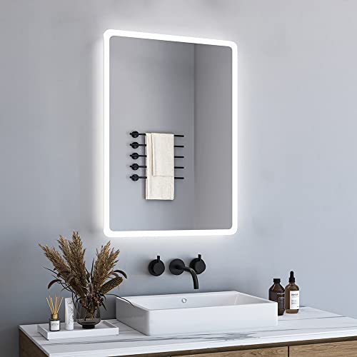 BD-Baode Badspiegel mit Beleuchtung, 40x60cm LED Badspiegel Lichtspiegel,Badezimmerspiegel WandSchalter Kaltweiß 6500K Energiesparend A++ Badezimmer Wohnzimmer Rechteckiger von BD-Baode