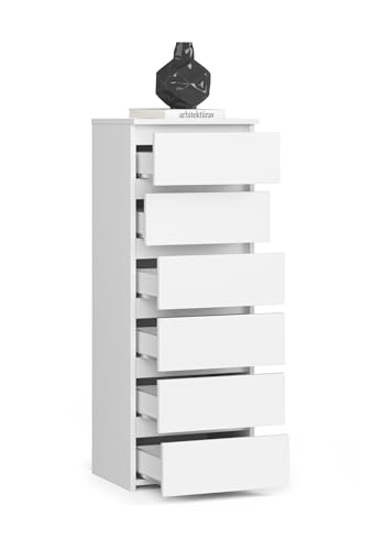 BDW 6-schubladen-kommode - Stilvoll, Robust Und Vielseitig - Sideboard Buffetschrank - Sideboard Kommode - Kommode - 40x109x35 cm - Weiss von BDW