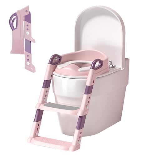 Toilettenstufen für Kleinkinder verstellbare Kindertoilettensitz mit Leiter und treten Sie mit Griff und weichem Kissen faltbarer Töpfchen -Trainings -Toilettensitz für Kinder von BEAHING