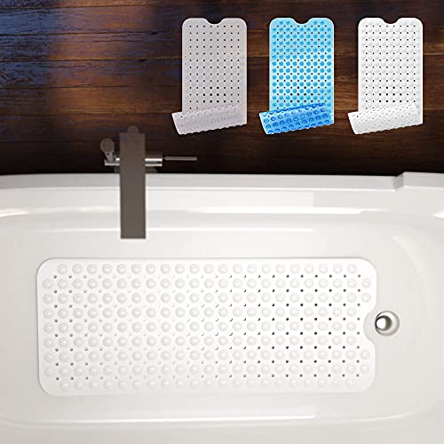 BEARTOP Badewannenmatte | Badewanne Antirutsch BPA Frei | Antirutschmatte Dusche Kinder | aus Gummi | 40 x 100cm rutschfeste Badematte für Senioren und Kinder | Weiß von BEARTOP