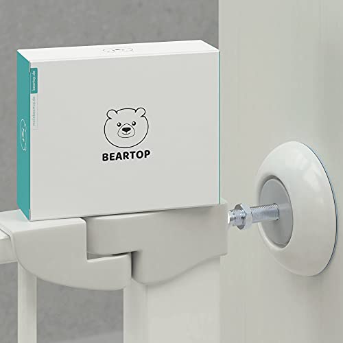 BEARTOP Wandschutz | Für Türgitter und Treppengitter | Absperrgitter zum Klemmen | Ohne Bohren & Werkzeug | Sicherheit Schutz für Baby, Kind, Haustier, Hund | Weiß | 2 Stück | Rund von BEARTOP