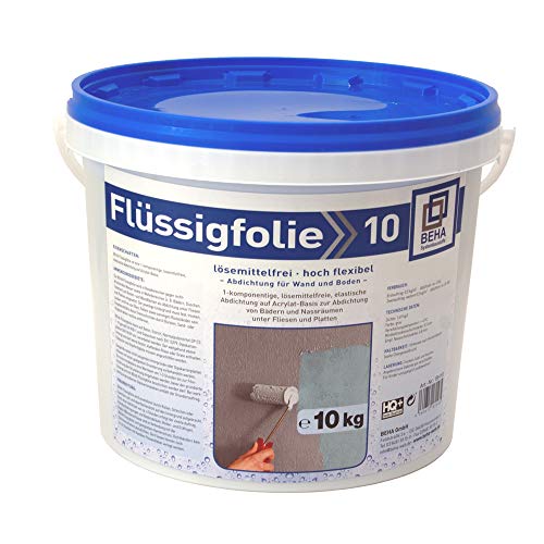 10kg Flüssigfolie Streichfolie Flüssiggummi lösemittelfreie, elastische Abdichtung für den Innenbereich Bad Dusche Küche von BEHA