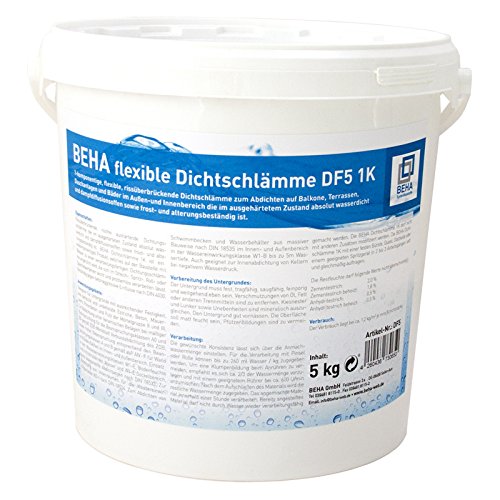 5kg Profi Dichtflex, 1K Dichtschlämme für Dusche, Balkon und Schwimmbadabdichtung von BEHA