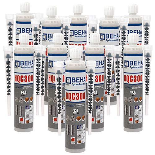 Premium Verbundmörtel 10 x 300ml, Injektionsmörtel inkl. 20 Statikmischer, Ankerkleber, Klebemörtel OPTION 1 von BEHA