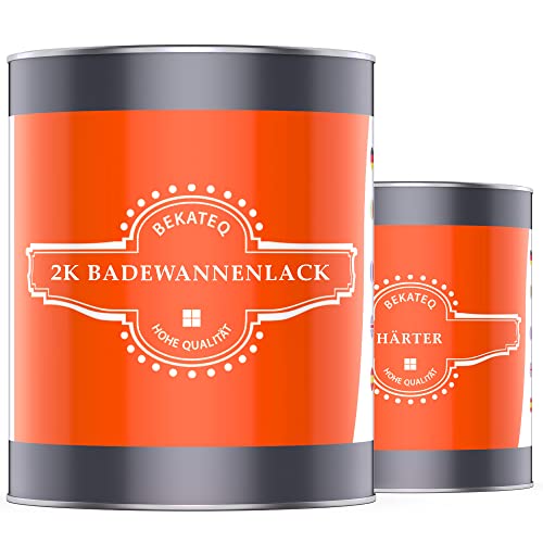 BEKATEQ Badewannenlack 2,5kg in Rot, Badewannenbeschichtung glänzend, 2K PU Badewannenfarbe - für Acryl, Emaille, GFK, Waschbecken, Duschtasse, Duschwanne, Wand- und Bodenfliesen Lack LS-410 von BEKATEQ