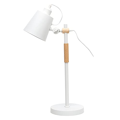 Bel Air Home - OSLO Schreibtischlampe in Weiß aus Metall mit Holzdetails, höhenverstellbar und fokussierbarer Lichtpunkt, perfekt in Schlaf- und Wohnzimmern (GLÜHBIRNE NICHT INBEGRIFFEN) (weiß) von Bel Air Home