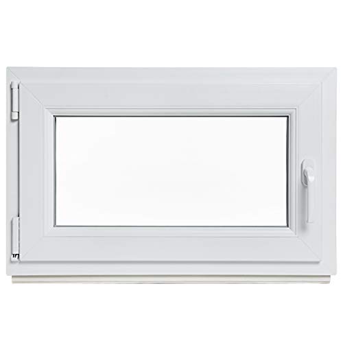 Kellerfenster - Kunststoff - Fenster - innen weiß/außen weiß - BxH: 75 x 45 cm - 750 x 450 mm - DIN Links - 3 fach Verglasung - 60 mm Profil von BELKO