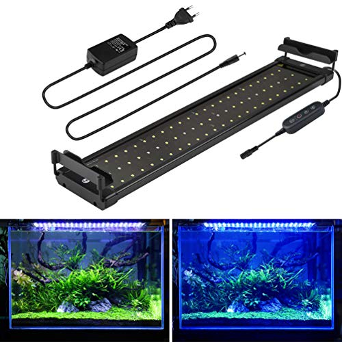 Aquarium LED Beleuchtung, mit Timer, Dimmbare Aquariumbeleuchtung Lampe Weiß Blau Licht 11W mit Verstellbarer Halterung für 50cm-70cm Aquarium von BELLALICHT