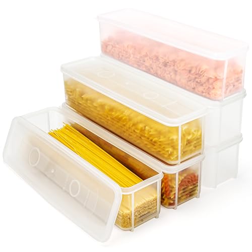 BELLE VOUS 6er-Pack Kunststoff Aufbewahrung für Lebensmittel mit Deckel - 1300ml Nudelbehälter Vorratsdose - 6er Set Vorratsdosen für Nudeln Spaghetti - Nudelbox Dose Behälter von BELLE VOUS