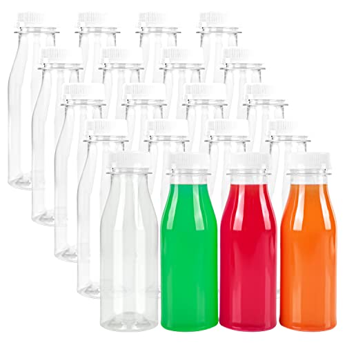 Belle Vous 20er Pack Kunststoff Schraubverschluss Flaschen mit Weißen Originalitätsdeckeln - Wiederverwendbare Plastikflaschen zum Befüllen 250ml - Klare Fruchtsaft, Getränke, Smoothie & Milch Flasche von BELLE VOUS