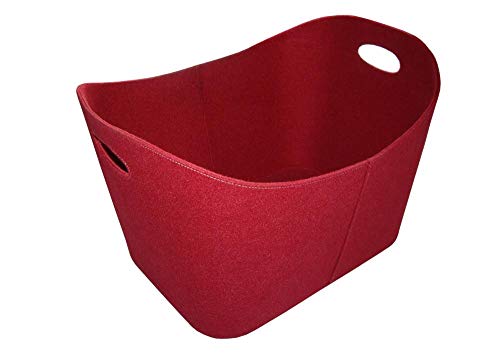 2 Stück Benta Holzkorb mit Filzbezug, Kaminholzkorb, Feuerholzkorb, Filzkorb, 53,5 x 43 x 34 cm, rot, Danto® Vorteils-Set von Benta