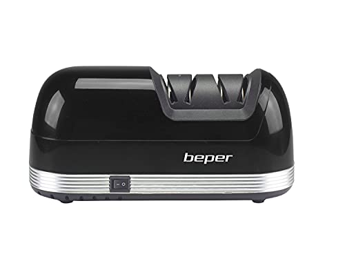BEPER P102ACP010 Elektrischer Schleifmaschine, 40 W, Diamantscheiben, 2 Schleifkappen, rutschfeste Unterseite, Magnetfach für die Abfallsammlung, Schwarz von BEPER